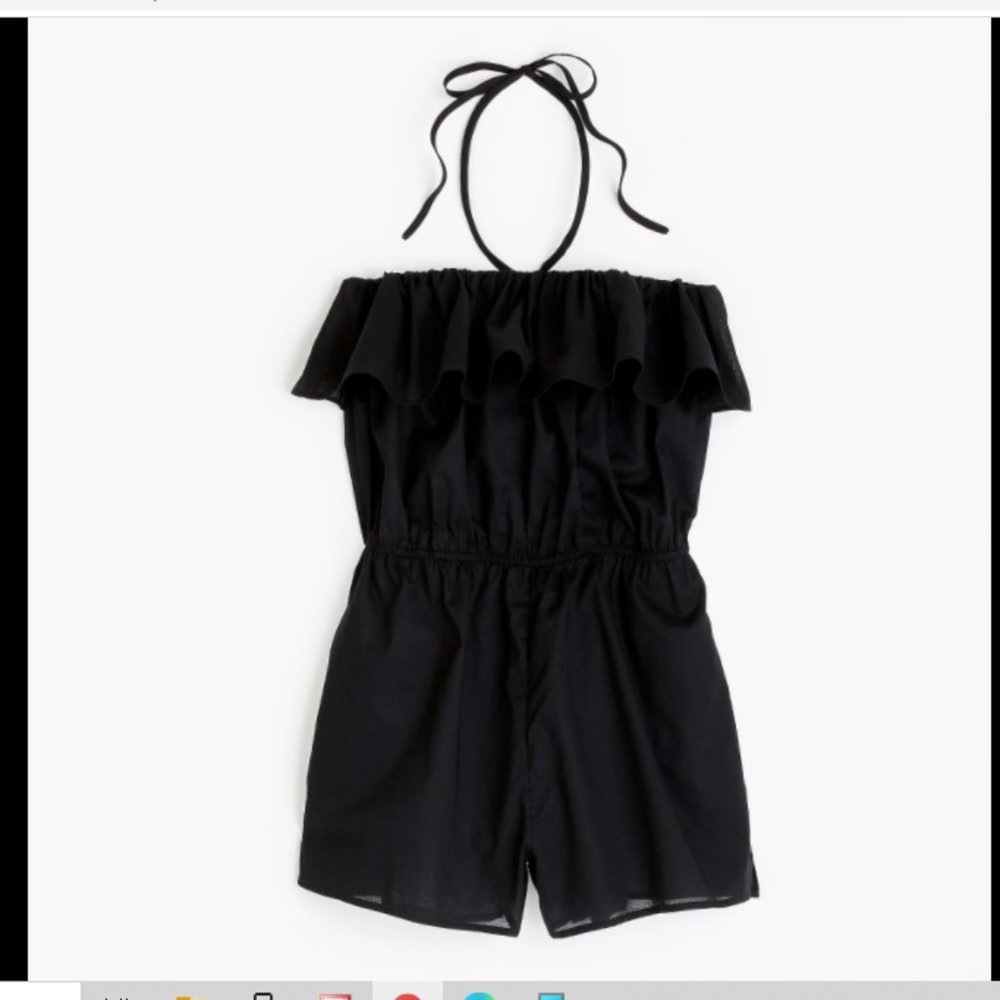 J. CREW Ruffle Beach Romper in Black